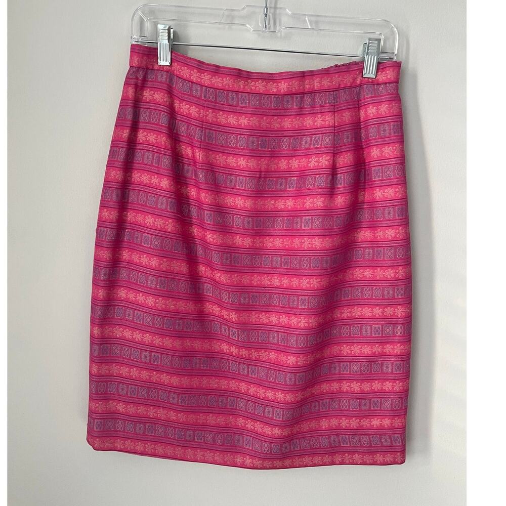 VTG Marie St. Claire Skirt Pink Pencil Lined Spring Easter Church Career Size 10